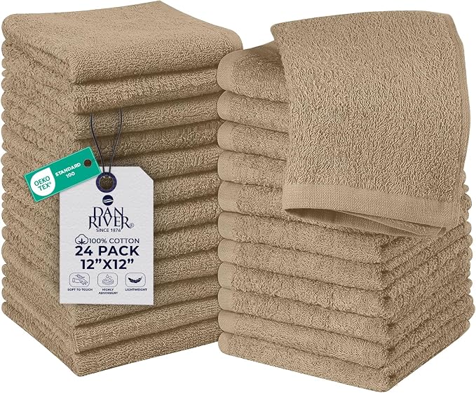 DAN RIVER 24 Pack Wash Cloths for Showering by DanRiver