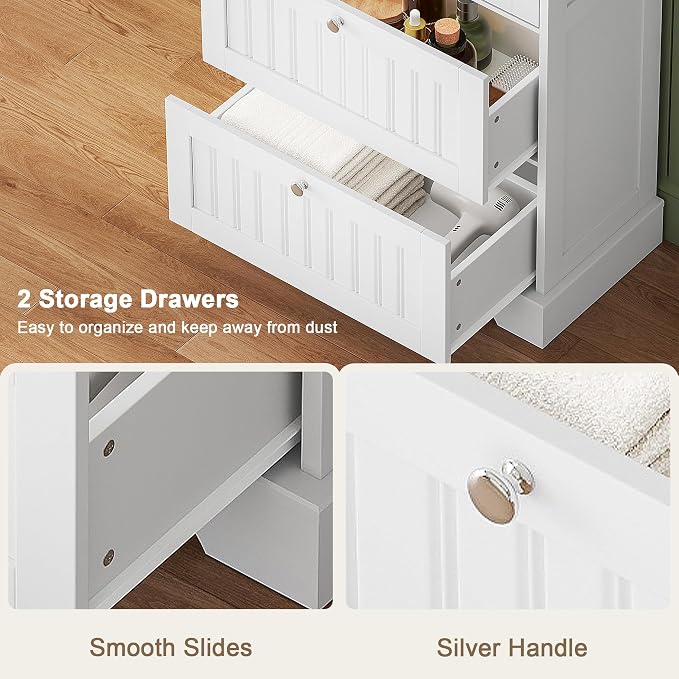 Treocho Bathroom Floor Cabinet, Freestanding Kitchen Pantry Cupboard - Image 4