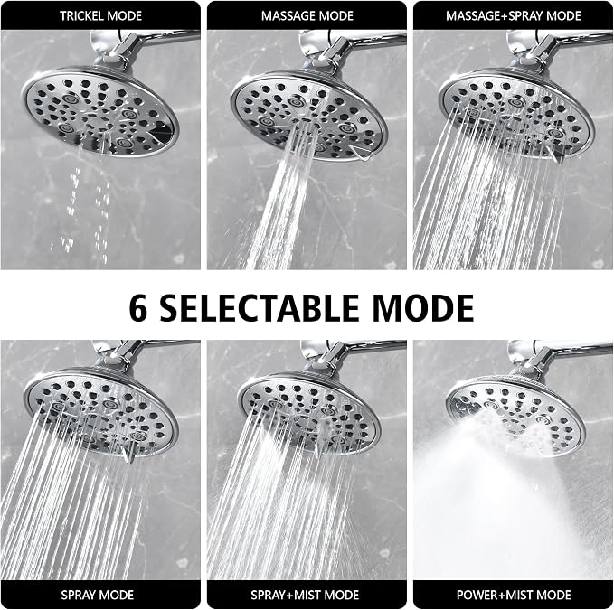 sumerain Luxurious 6" High Pressure Dual Shower Head Combo - Image 3