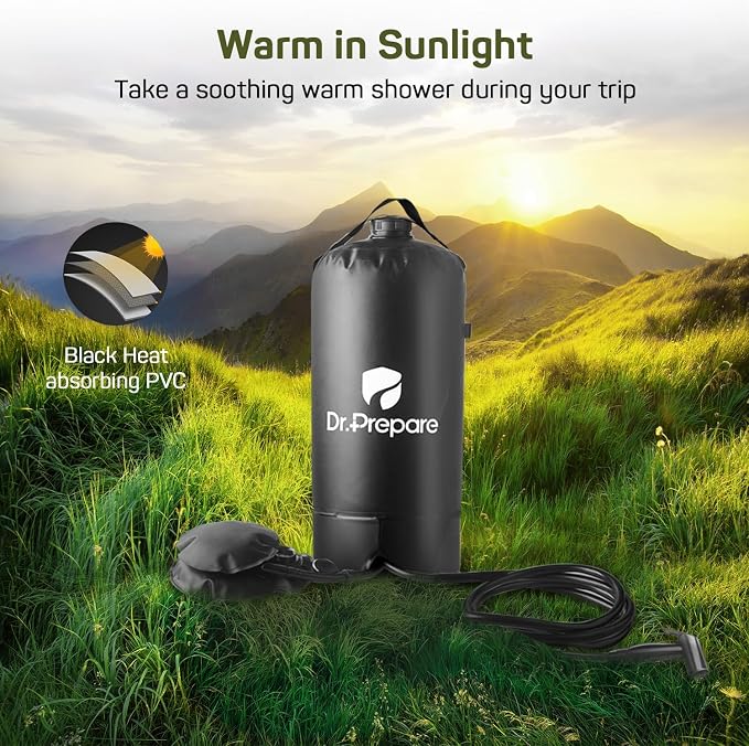 DR.PREPARE Portable Shower for Camping, 4/5 Gallons Camping Shower Bag - Image 4