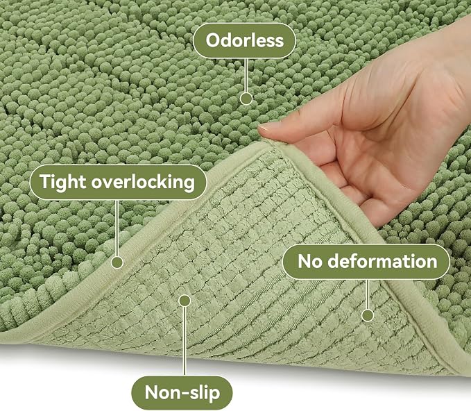 Bcoimo 30"×20" Chenille Bath Mat – Non-Slip - Image 5