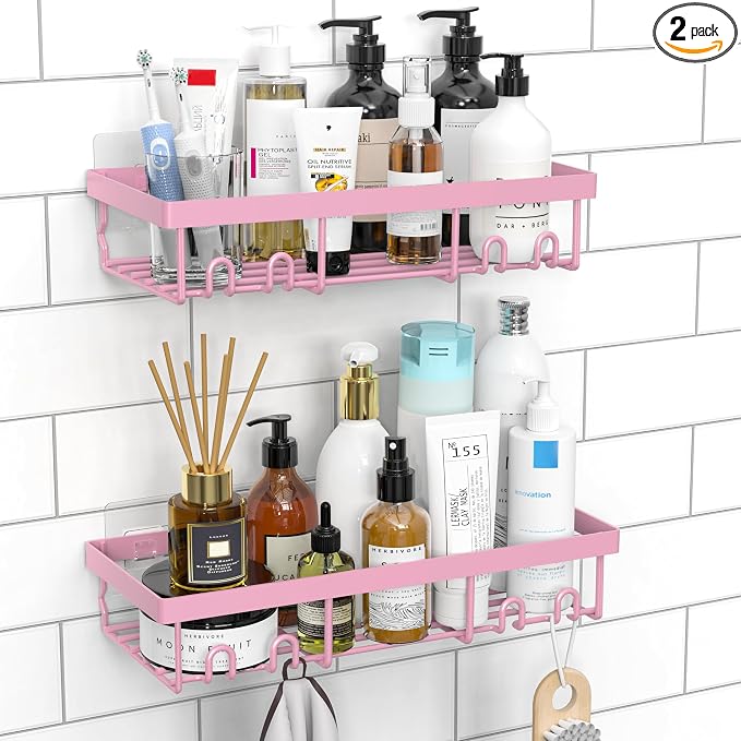 Moforoco Shower Caddy Shelf Organizer Rack, Self Adhesive Black Bathroom by MOFOROCO