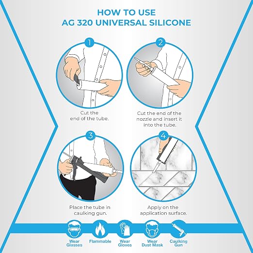 Adhesive Guru All Purpose Clear Silicone Sealant Waterproof, 100% Silicone Caulk - Image 4