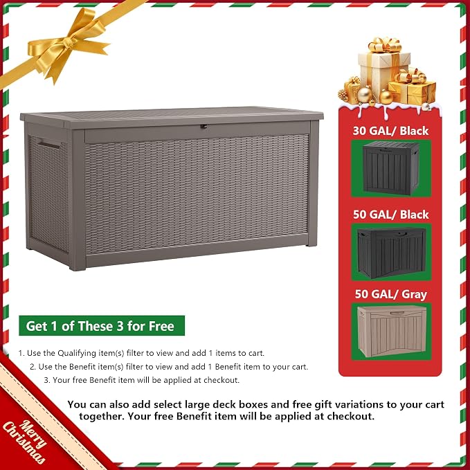 TARKARI 320 Gallon Lockable Resin Deck Box, Waterproof & UV-Resistant Outdoor - Image 2