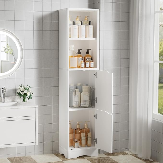 67" Tall Bathroom Organizer and Storage, Narrow Storage Cabinet - Image 7