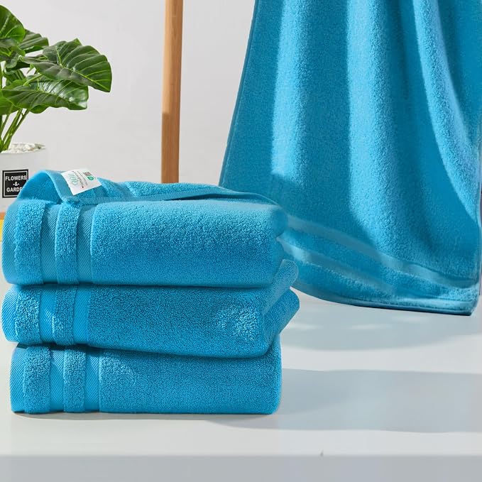 Turquoise Hand Towels, Bathroom Hand Towels Set of 4，14"x30" by VOOVAMOVAS