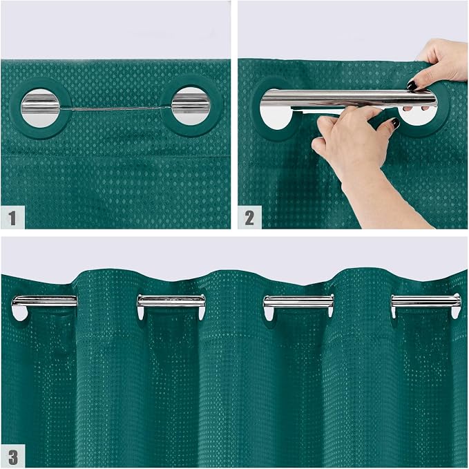 MitoVilla No Hooks Needed Extra Long Shower Curtain Liner Set - Image 4