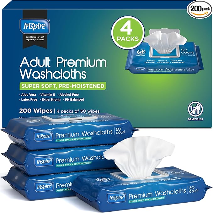 Inspire Adult Wet Wipes, Wash Cloths | Adult Wipes by Inspire