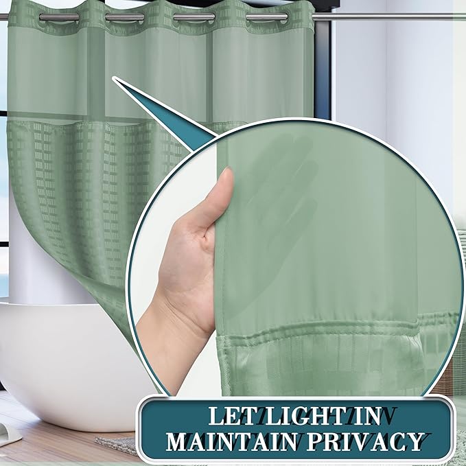 Conbo Mio No Hook Sage Green Shower Curtain - Image 2