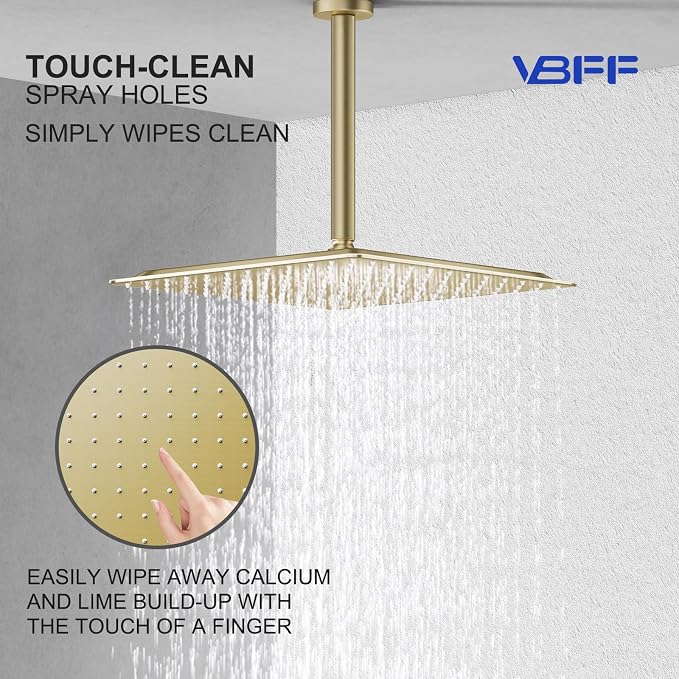 VBFF-Shower Head, rain shower head, 12 inch- Square Shower Head, 1.8 GPM Flow - Image 7
