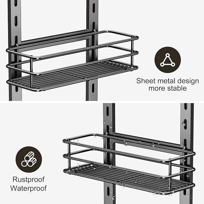 Orimade 4 Tier Adjustable Anti-slip Shower Caddy over Shower Head, Rustproof - Image 5