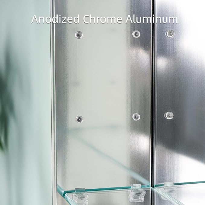 WELLFOR 48" x 30" Bathroom Medicine Cabinet, Anodized Chrome Aluminum Frame - Image 9