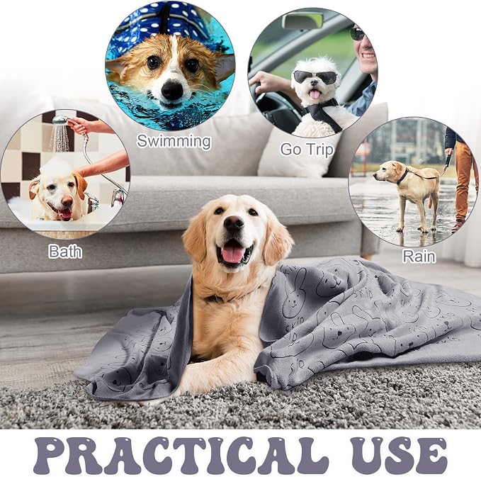 Peryiter 8 Pcs Dog Drying Towels Bulk 55'' x 28'' Pet Grooming Absorbent - Image 7