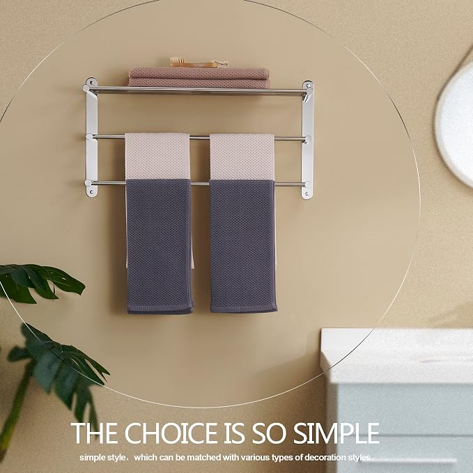 KOKOSIRI Storage Organizer Shelf Wall Mounted Double Towel bar - Image 3