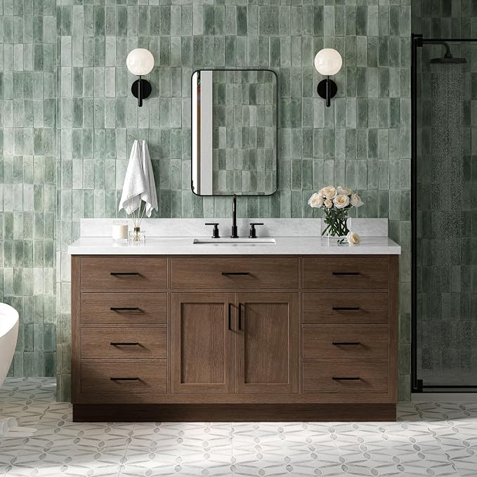 ARIEL Hepburn 67 Inch Single Rectangular Sink Bathroom Vanity by Ariel