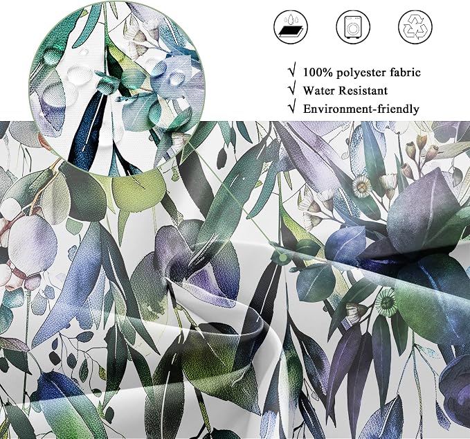 Riyidecor Extra Long Navy Eucalyptus Shower Curtain - Image 7