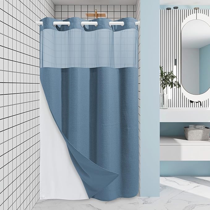 Moonlight Blue Stall No Hook Shower Curtain by EUTXL