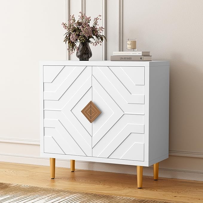 HLR Storage Cabinet with 2 Doors, Accent Cabinet with Decorative Embossed by HomeDeservesaRelaxLiving