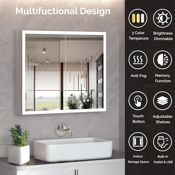 VINGLI Lighted Medicine Cabinet - Image 3