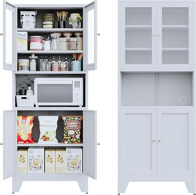 69" Tall Modern Metal Pantry Cabinet by XIUSVON