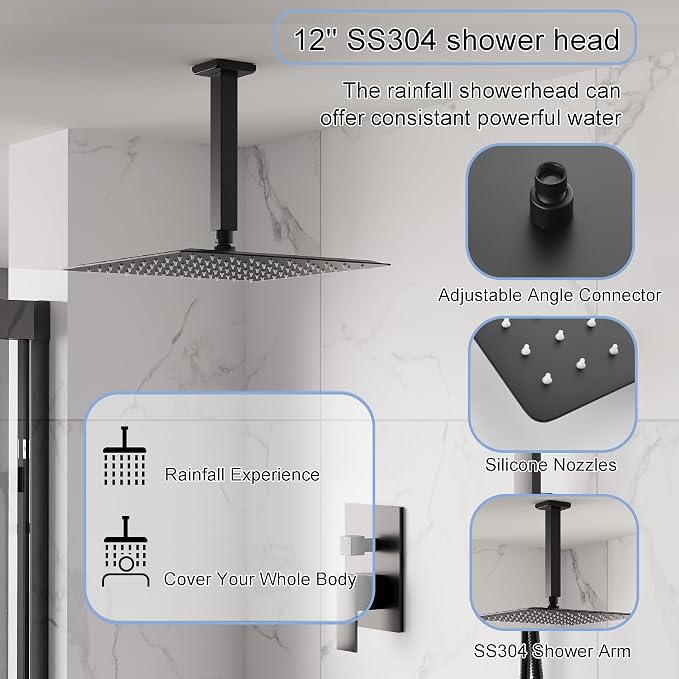 WELLFOR 12-In Ceiling Mount Shower System - Image 2