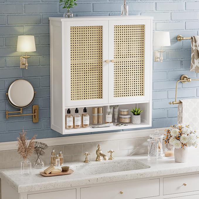 Bathroom Wall Cabinet, Bamboo Over-The-Toilet Storage Organizer - Image 2