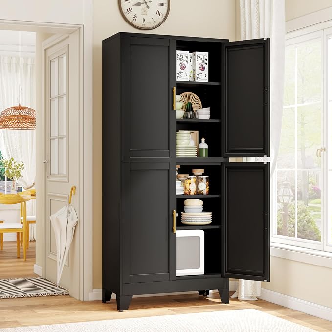 75.2" Tall Metal Pantry Cabinet, Storage Cabinets - Image 2