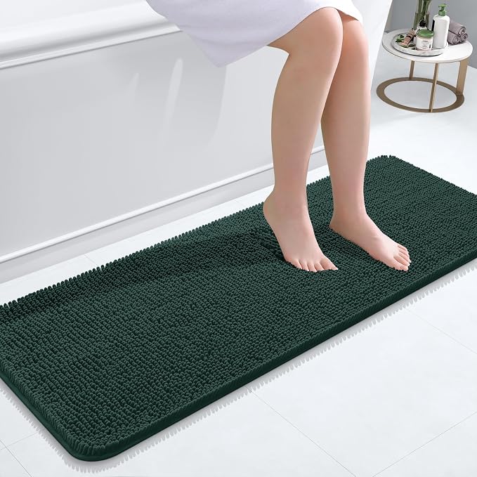 OLANLY Bathroom Rugs 47x17, Extra Soft Absorbent Chenille Bath Rugs, Rubber by OLANLY
