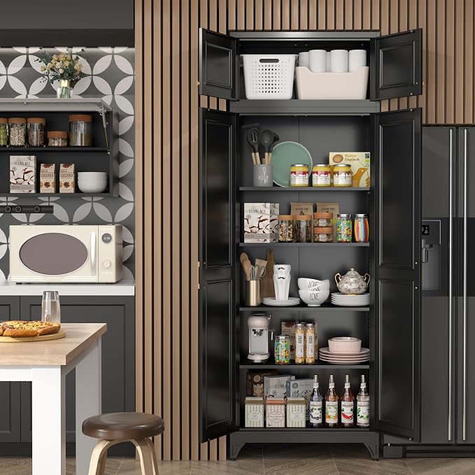 90”Kitchen Pantry Cabinet, Metal Storage Cabinets - Image 3