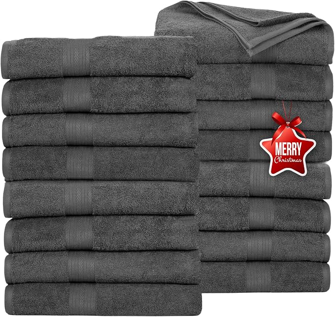 Ample Decor Bath Towels Pack of 16 600 GSM 100% Cotton, Absorbent Soft Premium by AmpleDecor