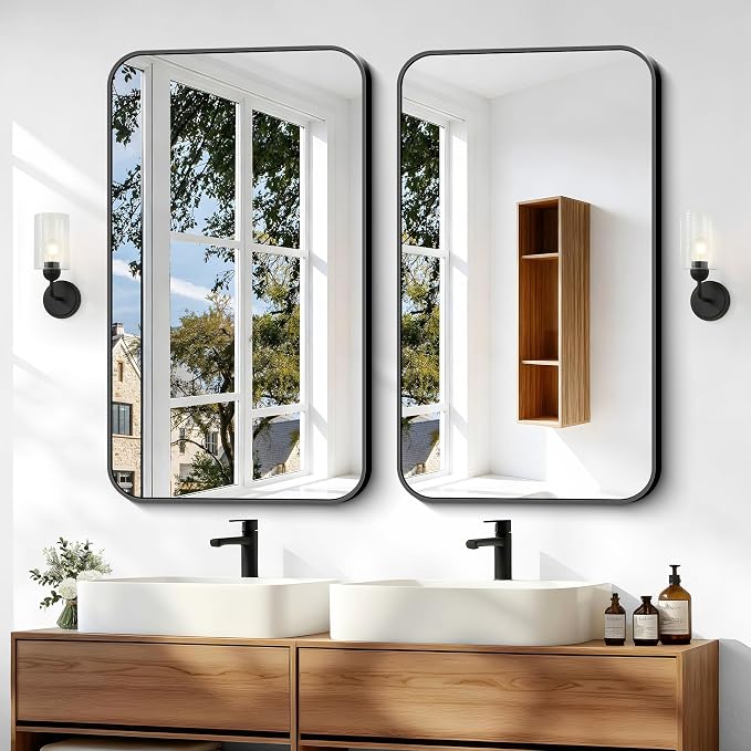 BONEWEI 24x40 inch Bathroom Mirror, Wall Mounted Bathroom Frame Vanity Mirror - Image 3