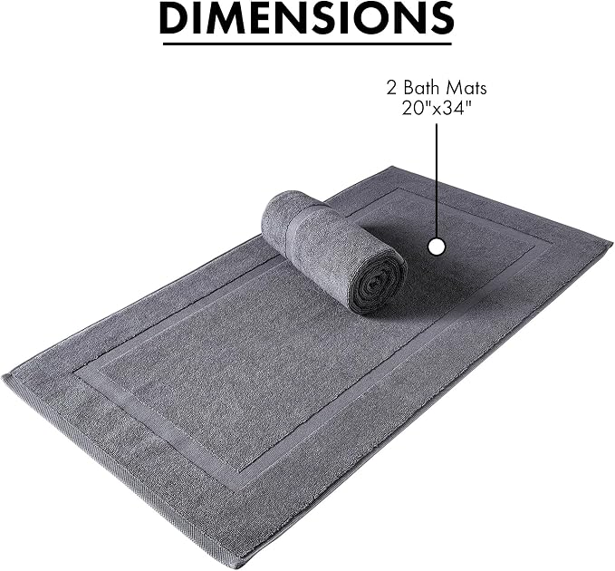 SALBAKOS 100% Turkish Cotton Bath Mat Set 2-Piece - Image 5