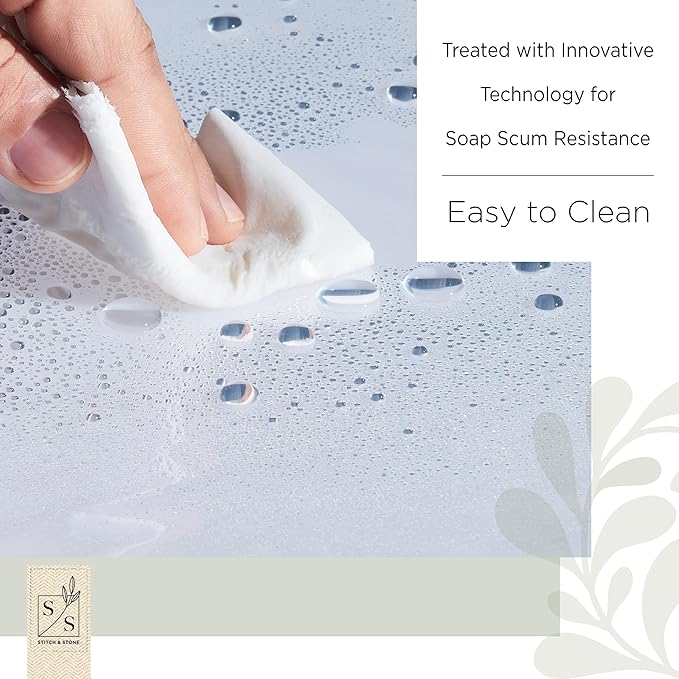 Stitch & Stone Shower Curtain Liner, Premium Medium Weight Durable Waterproof - Image 3