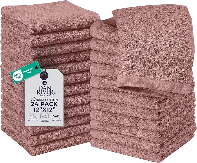 DAN RIVER 24 Pack Wash Cloths for Showering by DanRiver