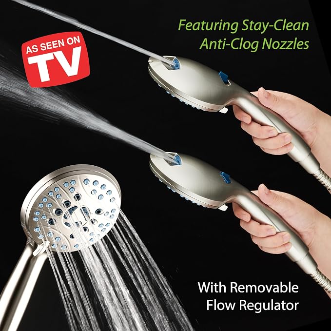 Hotel Spa AquaCare High Pressure 8-mode Handheld Shower Head, Anti-clog Nozzles - Image 2