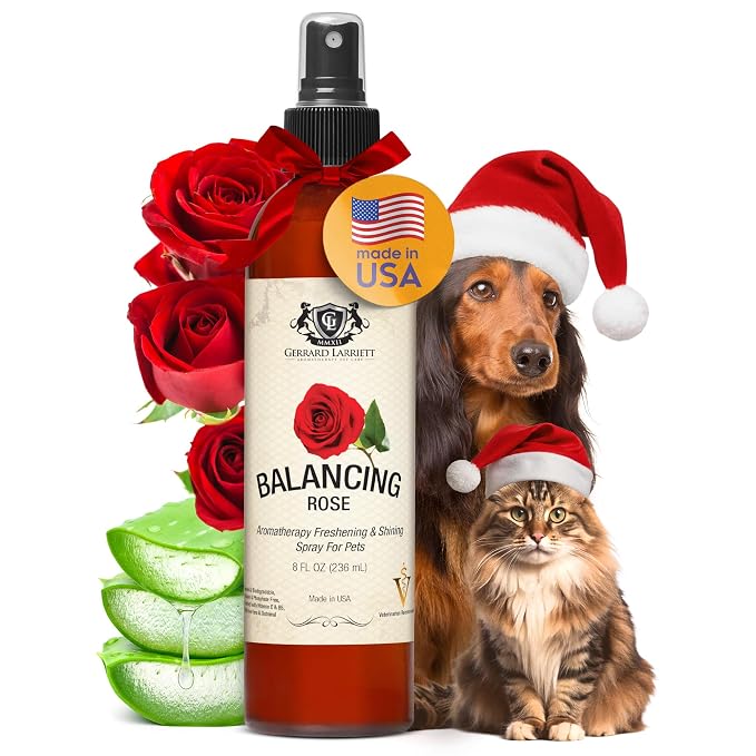 Dog Perfume Spray Long Lasting Balancing Rose 8 Fl Oz by GerrardLarriettAromatherapyPetCare