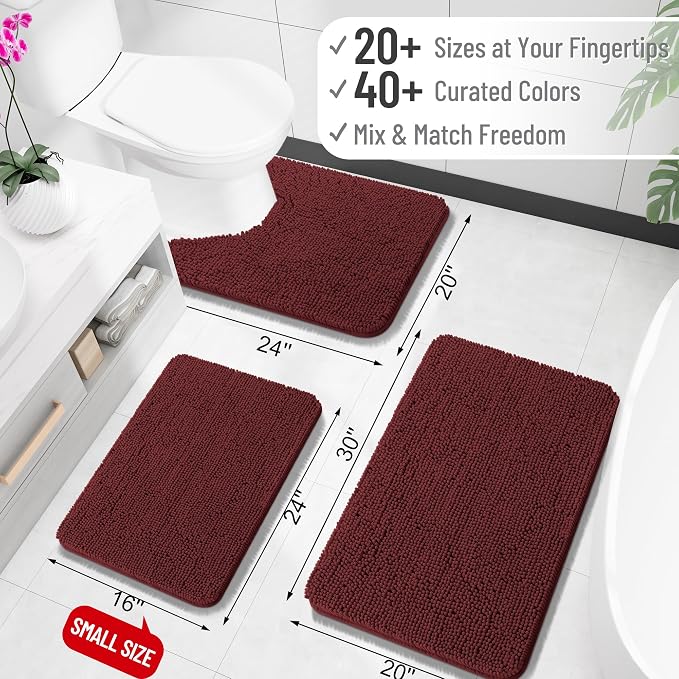 OLANLY Bathroom Rugs 24x16, Extra Soft Absorbent Chenille Bath Rugs, Rubber - Image 2
