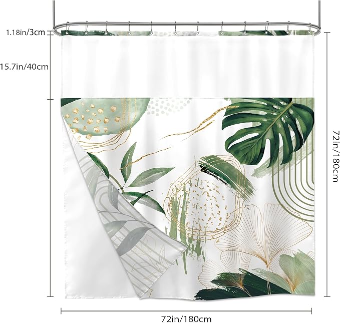 Sage Green Boho Shower Curtain 72Wx72H - Image 6