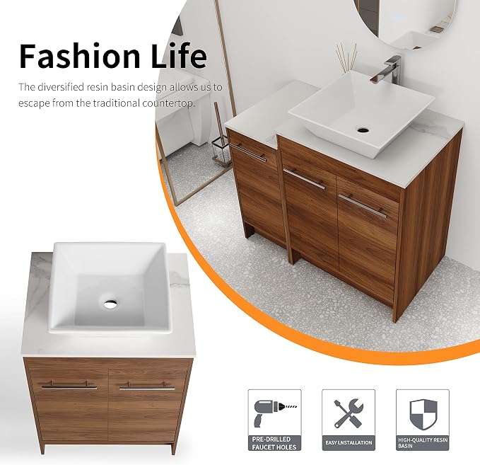36 Inch Bathroom Vanity with Sink, Mordern Bathroom Vanity, Single Sink - Image 5