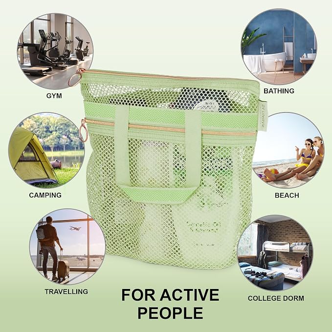 Mesh Shower Bag 10.2x9.9'' Quick-Dry Caddy - Image 2