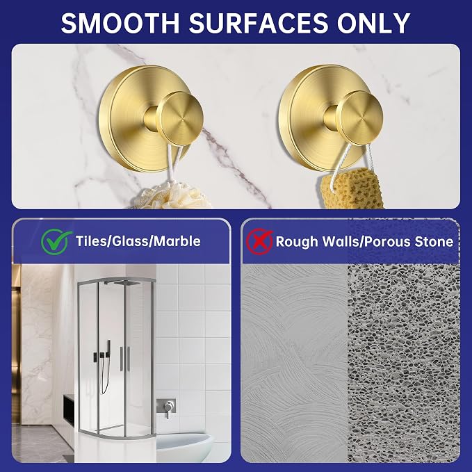 luckin smile Suction Cup Hooks for Shower, No-Drill Removable Towel Hook for - Image 5