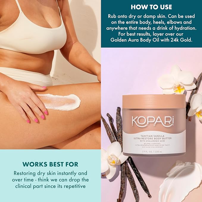 Kopari Ultra Restore Body Butter, Whipped Lightweight Formula, Hyaluronic Acid - Image 7