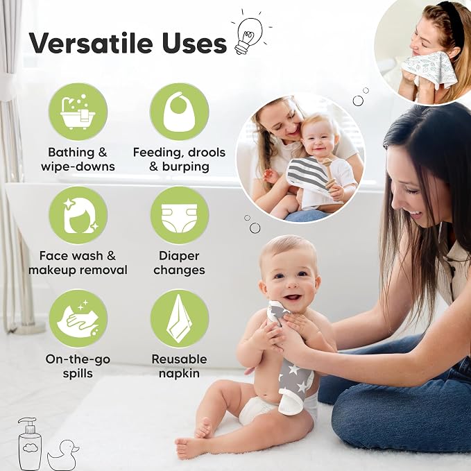 6-Pack Cotton Baby Washcloths for Newborn - Image 6