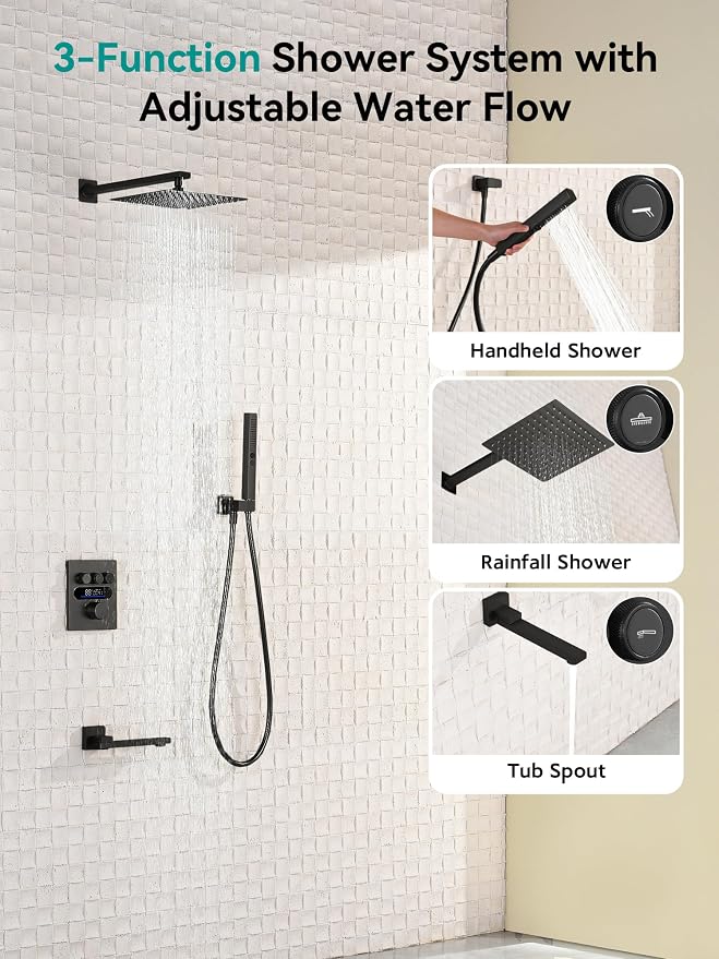 Lefton Shower System in Fahrenheit Display, 10” Overhead Shower Head - Image 2