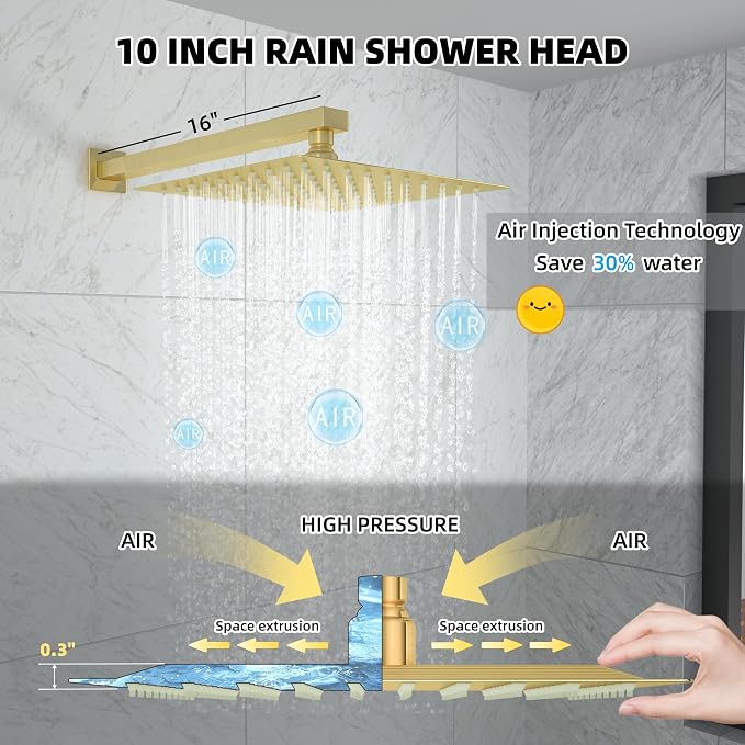 10 Inch Shower Faucet Set, Rainfall Shower System - Image 4