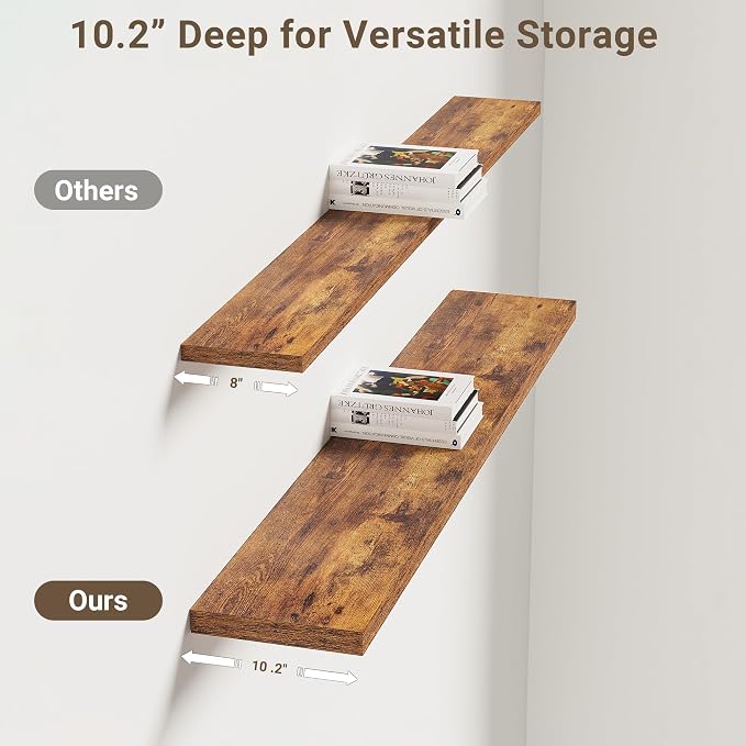 Vivelove 10 Inch Deep Floating Shelves 48 inch Long, 48 x 10 Wide Wall Shelves - Image 5