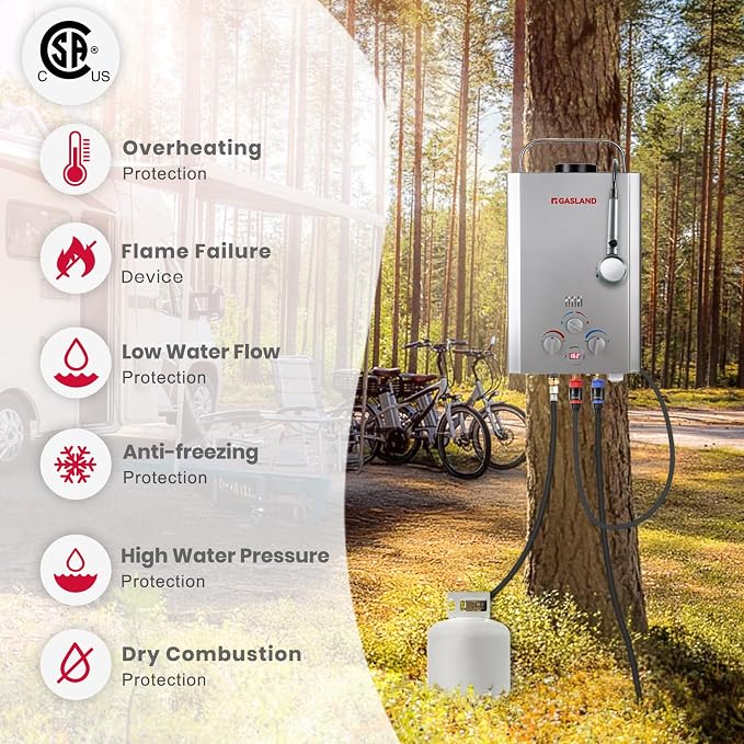 Gasland BE158S 1.58GPM 6L Outdoor Portable Propane Gas Tankless Water Heater - Image 2