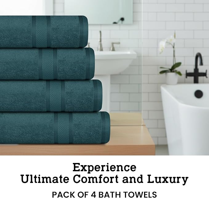 Casa Lino Teal Bath Towels Set of 4 - Image 3