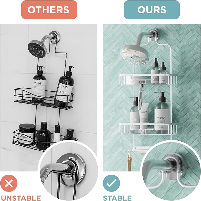 Zenna Home Rustproof Hanging Shower Caddy, Over the Shower Head Caddy - Image 8