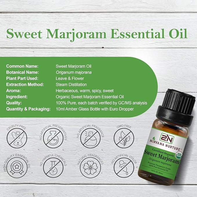 Sweet Marjoram Essential Oil USDA Certified Organic, 100% Pure Natural Premium - Image 2